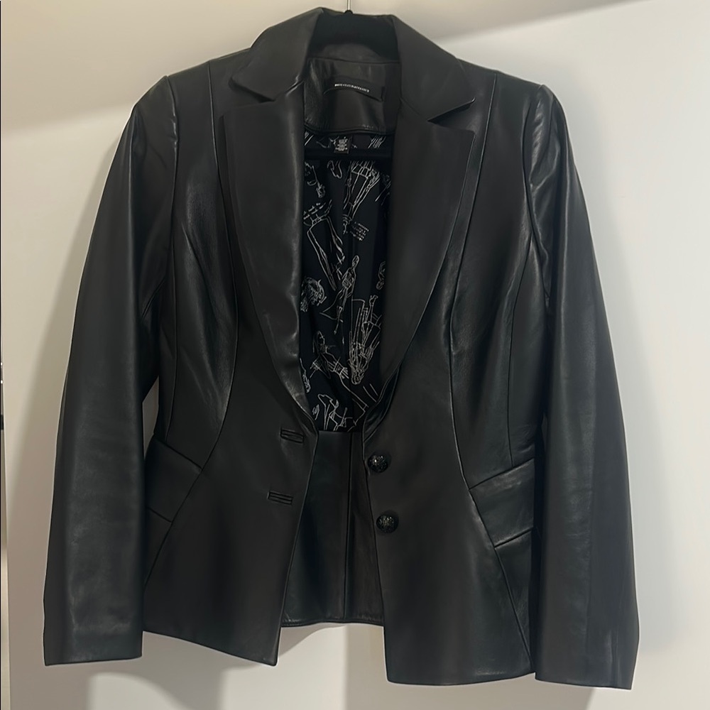 Women's Black Leather Blazer